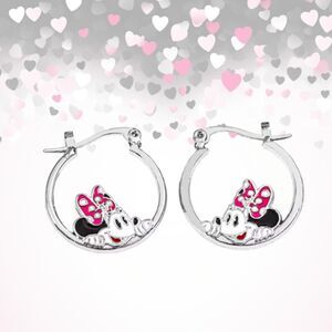 Disney Silver Hoops Minnie Mouse Bow Safety Closure